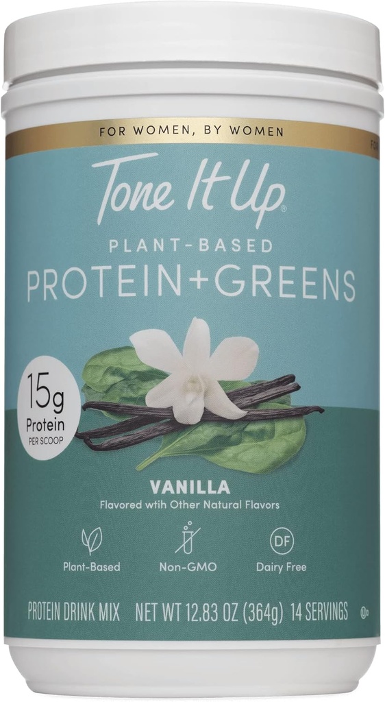 Tone It Up 植物ベースのたんぱく質粉末 + Greens I 酪農場無料, Kosher, Non-GMO エンドウ豆 & カボチャ シード タンパク質の 15g, たんぱく質 – バニラ
