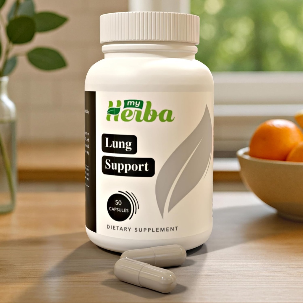 Lungサポートサプリメント - マシュマロルート付きビーガンフォーミュラ, クロレラ, Ginkgo Bilobaリーフ, アイルランド海苔 & PAU D’Arco - ディープロンクレンジング, 大人のためのデトックスと免疫サポート, 50 カプセル