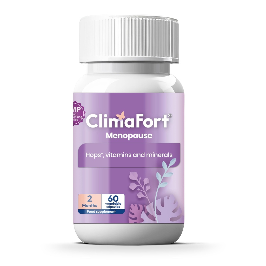 Climafort 60デイサプライ | 更年期リリーフピル | ホットフラッシュ・ナイト・スウェット・ホルモンバランス | ホップ・ビタミン・ミネラル | 1カプセルデイリー