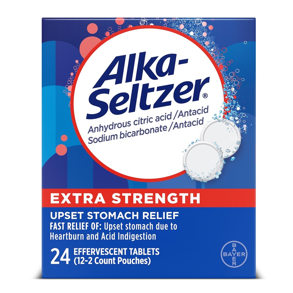 Alka-Seltzerの余分強さのHeartburnの救助のEffervescent Antacidのタブレット、速い消化器救助、24のCt