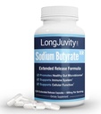 LongJuvityナトリウムの酪酸塩の補足(300mg) - 自然に出されたPostbiotic - 最適の腸の健康及び漏出ガットの修理 - Postbioticの不足分の鎖の脂肪酸、テストされる実験室(120の延長解放の帽子)