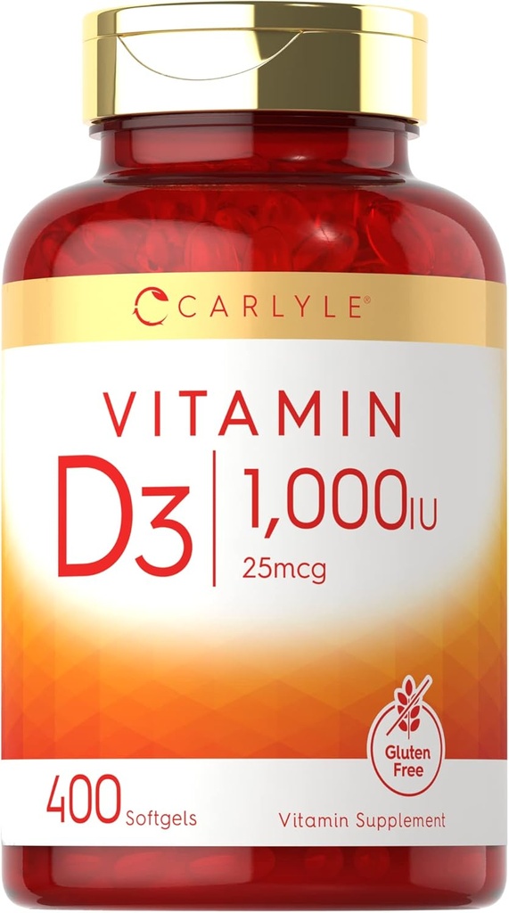 Carlyle Vitamin D3 1000IU | 400 Softgels | 高効力 | 非GMO&グルテンフリーサプリメント