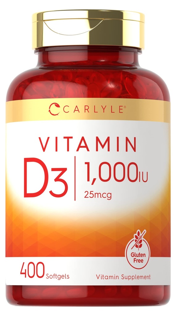 Carlyle Vitamin D3 1000IU | 400 Softgels | 高効力 | 非GMO&グルテンフリーサプリメント