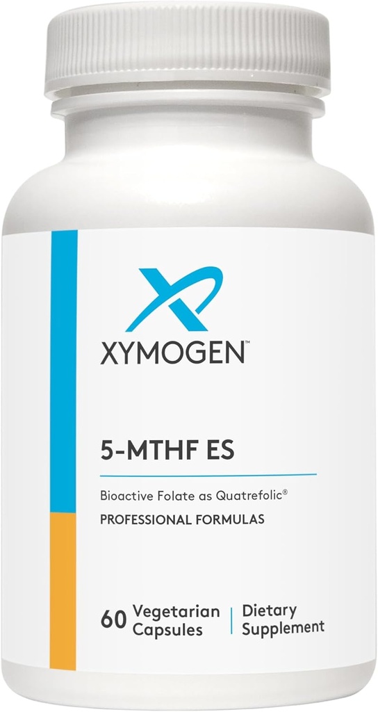 XYMOGEN 5-MTHF ES - 17,000 mcg DFE - QuatrefolicとしてのBioactive Folateサプリメント - 気分、心血管 + メチル化サポート - L Methylfolate(60カプセル)としてビタミンBメチルフォーレート