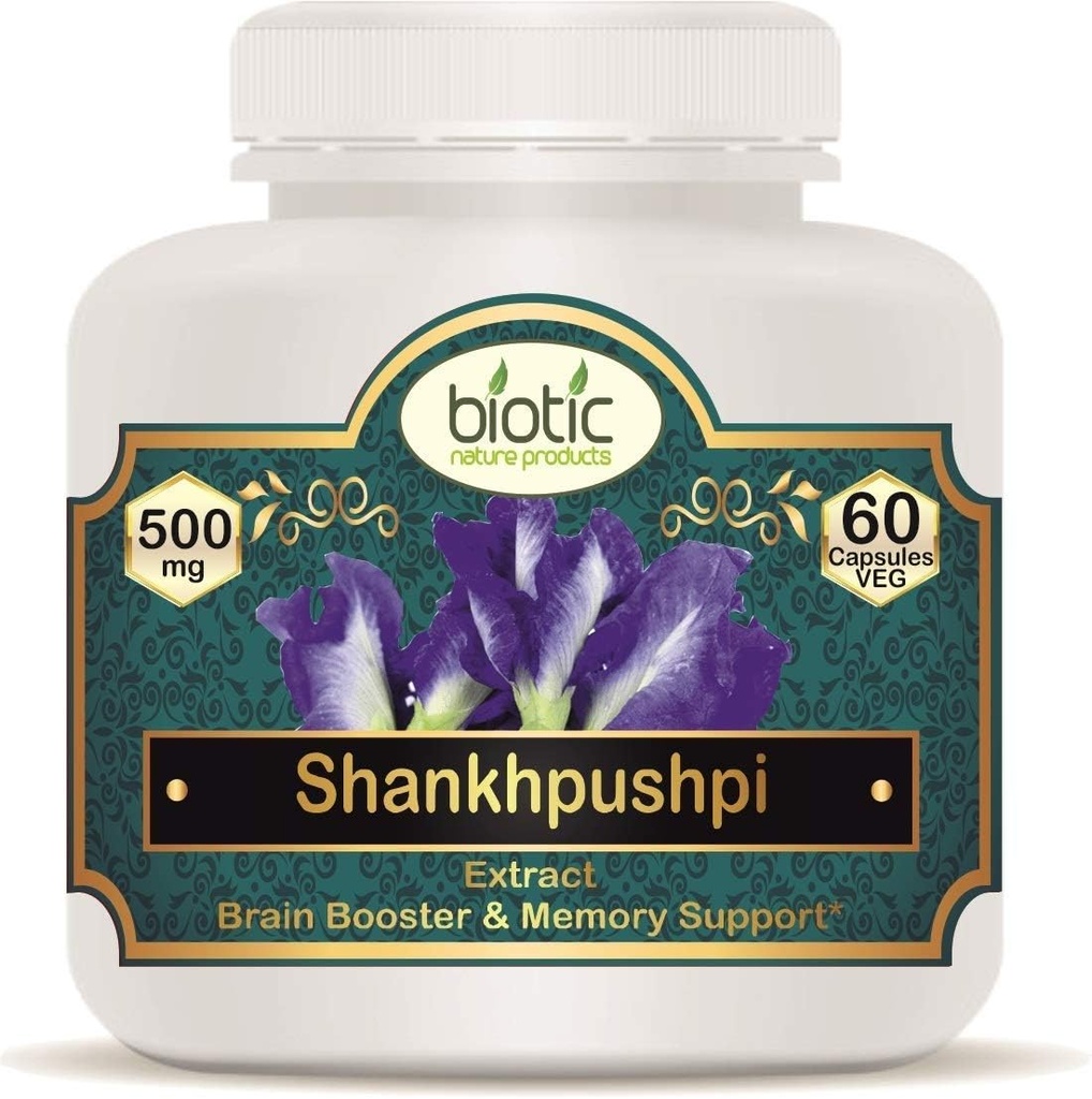 Veena の生物的 Shankhpushpi のカプセルのエキス 500mg - 60 の野菜のカプセル