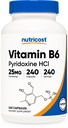 NutricostビタミンB6(ピリドキシンHCl)25mg、240カプセル - 非GMO、グルテンフリー、ベジタリアンフレンドリー