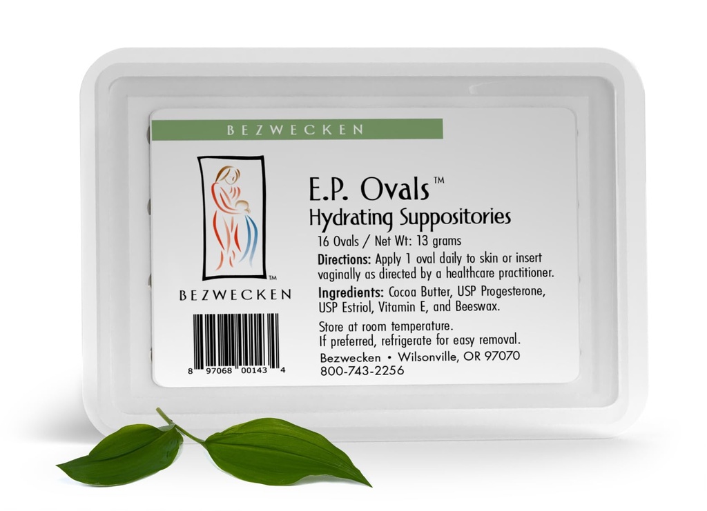 Bezwecken E.P. Ovals - 16 Oval Suppositories - メノポスアル女性における腟の乾燥を緩和するために専門的に処方 - プロゲステロン&エステロールのユニークなブレンド - 天然腟潤滑