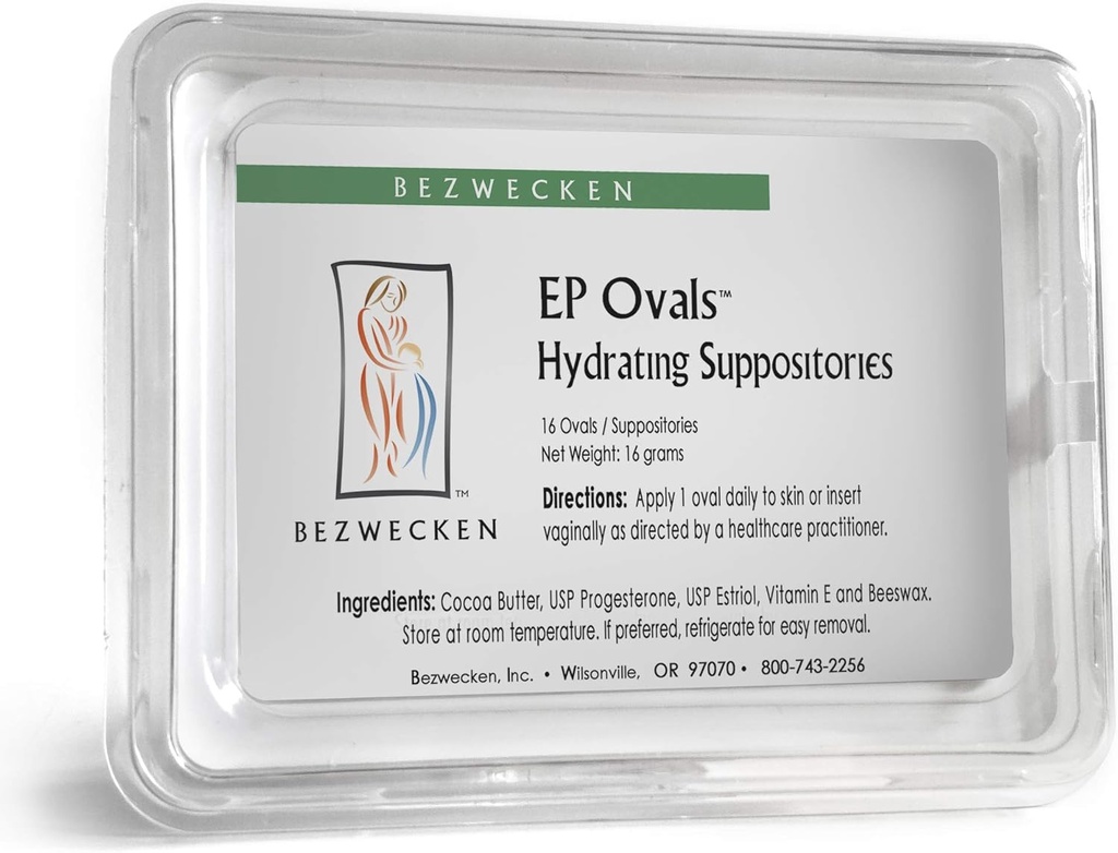 Bezwecken E.P. Ovals - 16 Oval Suppositories - メノポスアル女性における腟の乾燥を緩和するために専門的に処方 - プロゲステロン&エステロールのユニークなブレンド - 天然腟潤滑