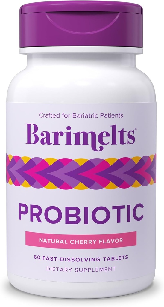 Barimelts Probiotic、5億CFU - 60高速解散タブレット(2ヶ月の供給) - 女性のための砂糖のないプロバイオティクス、サポートガット健康後腹部手術、自然チェリー味