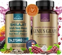 Cognitive Wellness Bundle - Resveratrol Complex & Shilajit Fulvic Acid Minerals - Sea Moss, Ashwagandha, Clinically Tested Cognigrape Red Grape Extract - Non-GMO, Gluten-free, Vegan Supplement