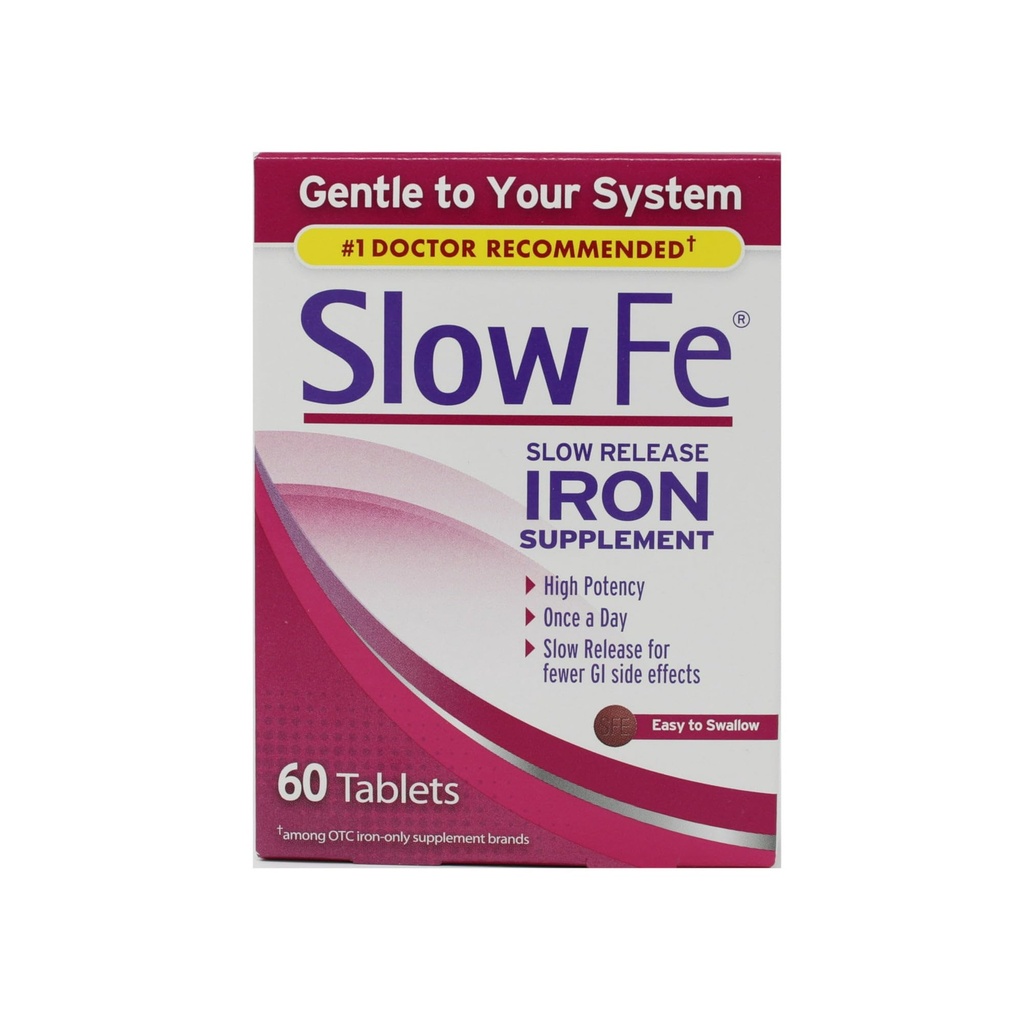 スローフェ、高効力鉄45mg、スローリリース - 60錠 - 3パック