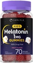 Carlyle Kids Melatonin Gummies | 1 mg 70 カウント | フルーツフレーバー ガミー | 完全菜食主義者の, 完全菜食主義者の, グルテンフリー