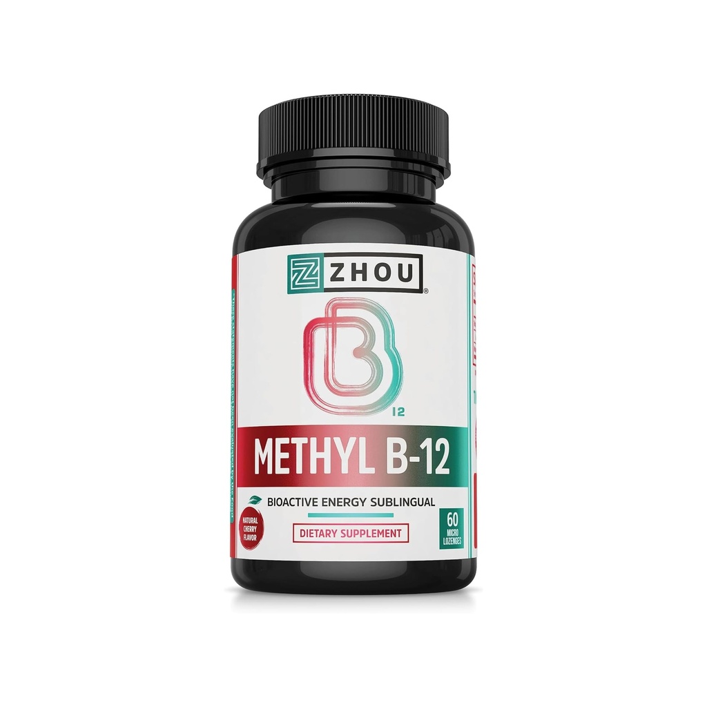 ZhouメチルB12 - 女性&男性のためのメチルB-12サプリメント, ビタミンB12 5000 mcg, ビーガンフレンドリー, セルラーエネルギーと神経機能サポート, メチルコバラミン - 60マイクロロゼンジ