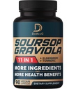 Soursop Graviola カプセル - 3 ヶ月の供給 - 9450 mg のサービング - 11 ハーブ エルダーベリー, ターメリック クルクミン, ジンジャー ルート, ミルク アモルド, マインド, ボディ & 免疫サポート - 90 ビーガンカプセル