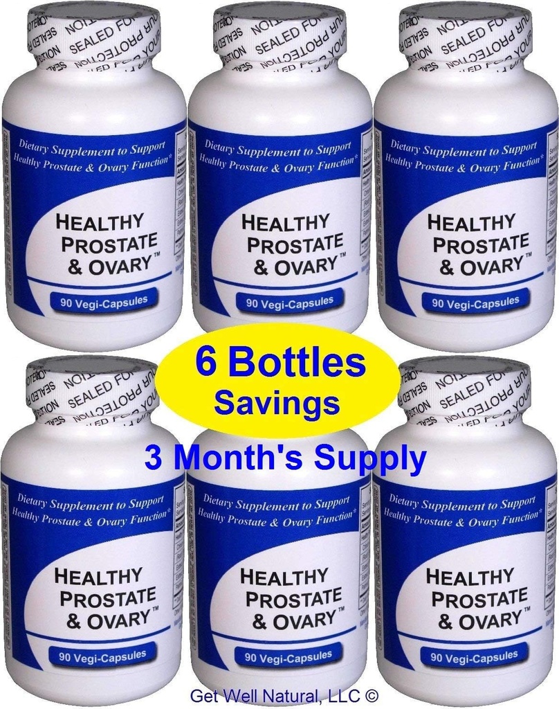 Healthy Prostate and Ovary (6 Bottles Contain a Total of 540 Capsules) - Concentrated Herbal Blend - with Crinum Latifolium, Vegan Kosher Caps. Prostate Herbs for Optimal Support*