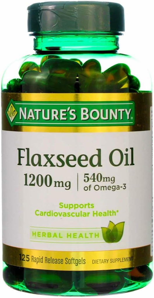 Nature's Bounty Flaxseed Oil 1200 mg、125 急速な解放のSoftgels (パッケージ3)