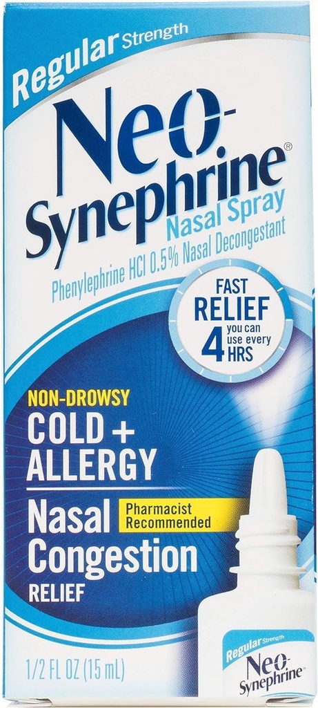 Neo-Synephrineの鼻のDecongestantのスプレーの規則的な強さ0.50のoz (パック3)