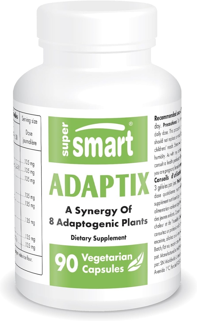 Supersmart Adaptix(Advanced Formula) - 8-in-1植物エキス - Ashwagandha、Astragalus、Ginseng、Reishiによる適応性ハーブ 非GMO&グルテンフリー - 90ベジタリアンカプセル