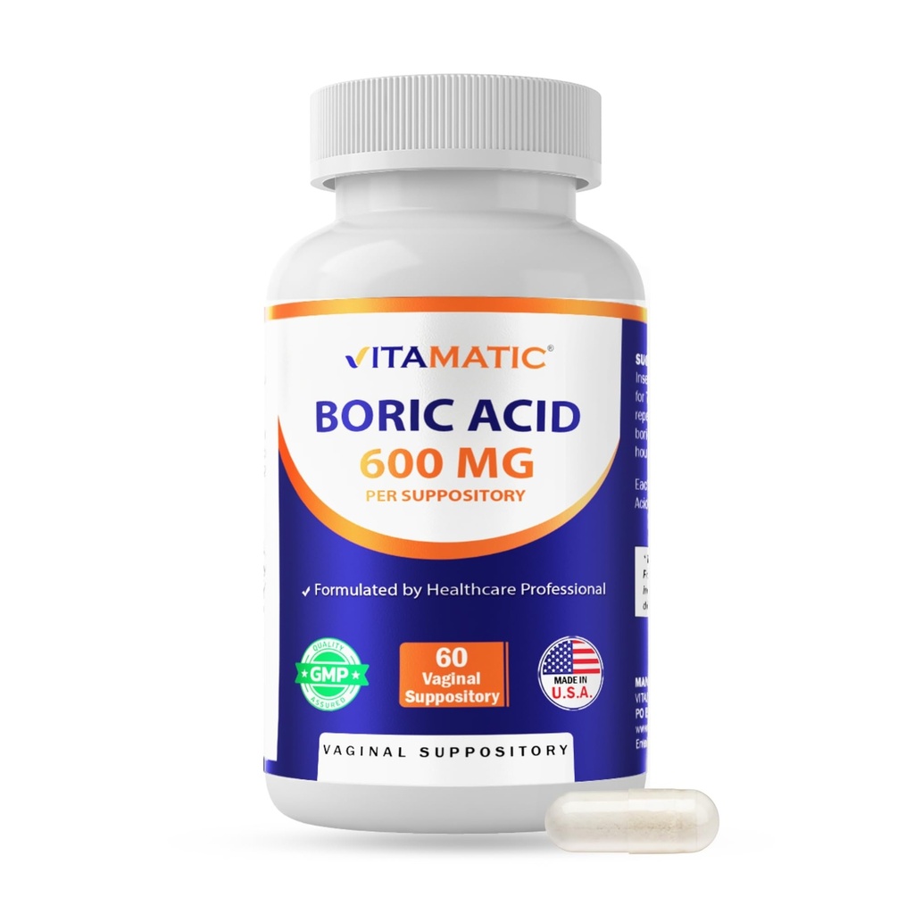 ベジタリアンのカプセルの貝のVitamaticのホウ酸の腟のカプセルの貝のSuppositories 600のmg USPの等級のホウ酸 - 60の計算