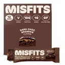 Misfitsビーガンプロテインバー、ダークチョコレートブラウン - オリジナルレシピ グルテンフリー、植物ベース、低砂糖&炭水化物、ハイファイバースナック  12のパック