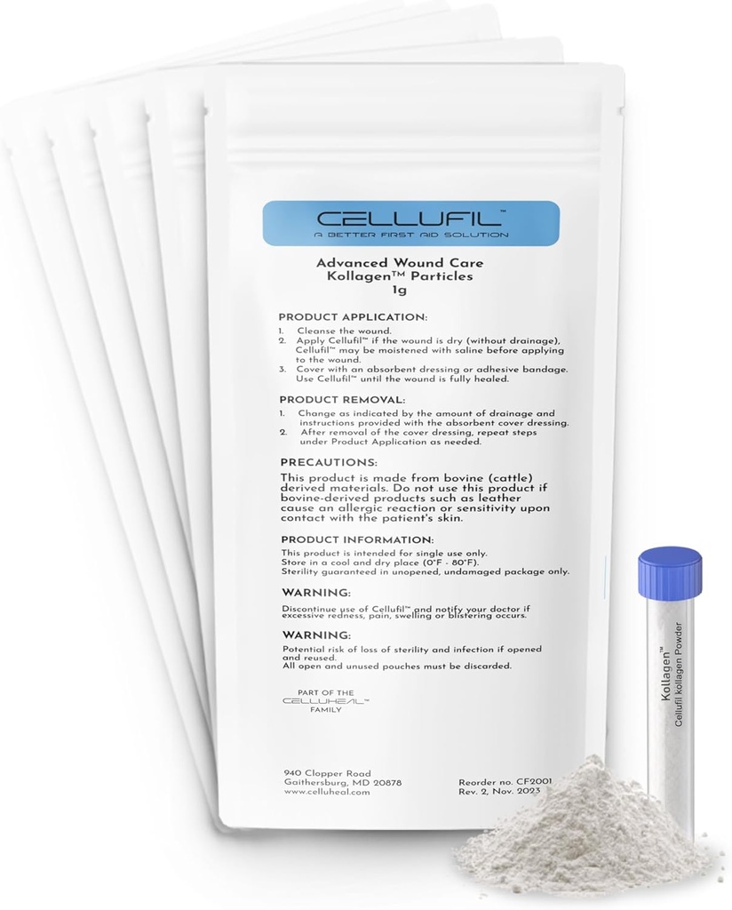 高度な傷のケアのためのセルフィルコラージュ粒子 - 10 ウイルス - 100% ティッシュの再生のための非Hydrolyzedボバインコラージュ、ファーストエイド&マイナーブリーダー