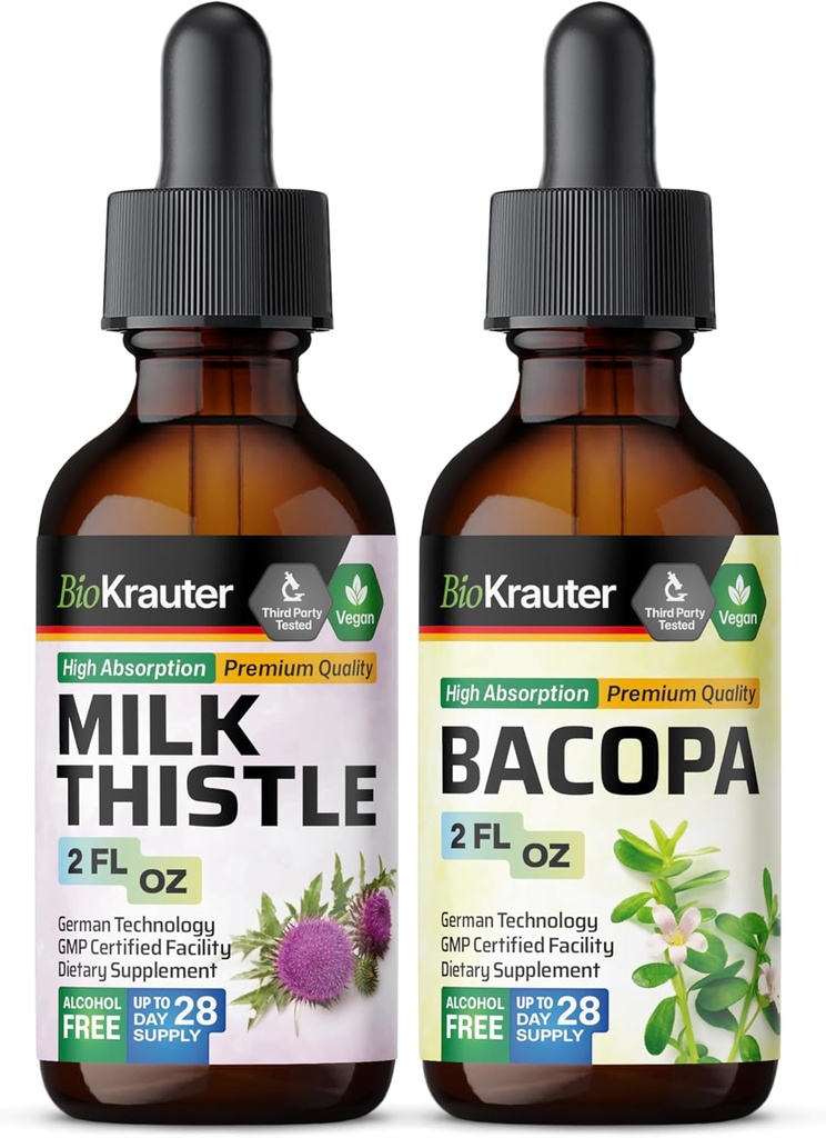 BIO KRAUTER ミルクアザミ 2 Fl. Oz. & Bacopa Tincture 2 Fl. Oz.
