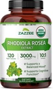 ZazzeeのUSDAの有機性Rhodiola 10:1 Exract、3000のmgの強さ、120のカプセル、4か月の供給、標準化され、集中された10Xのエキス、100%のベジタリアン、余分強さ、オールナチュラルおよび非GMO