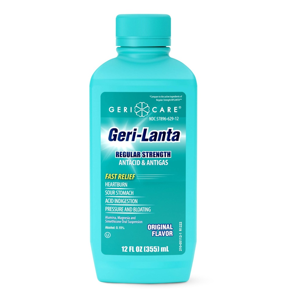 Geri-Lantaの液体のGeriCareによるAntacid及びAntigas|Heartburn、Sour Stomach、酸の消化、圧力及び膨脹のための規則的な強さの酸の減力剤|口頭ガスの消化の救助|元の味|12のfloz