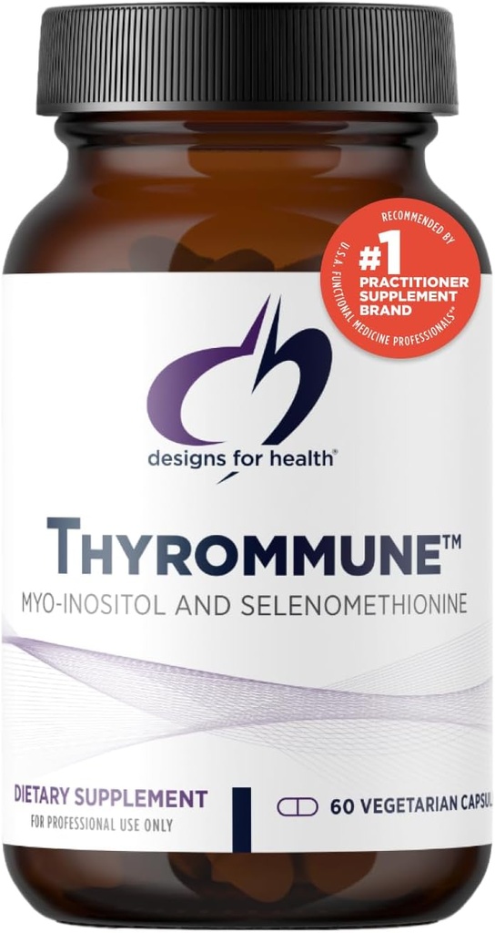 健康Thyrommuneのためのデザイン - Selenium(Selenomethionine)と甲状腺サポートサプリメント + Myo-Inositol - ビーガン&グルテンフリー(60カプセル)