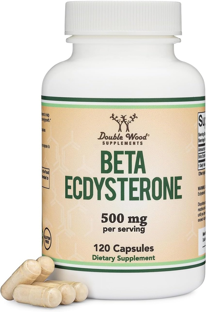 Beta Ecdysteroneの補足 - サービングごとの500mg (120のカプセル、60のサービング)二重木による人の健康(非GMOおよびグルテンフリー)を支える強力な植物の同化