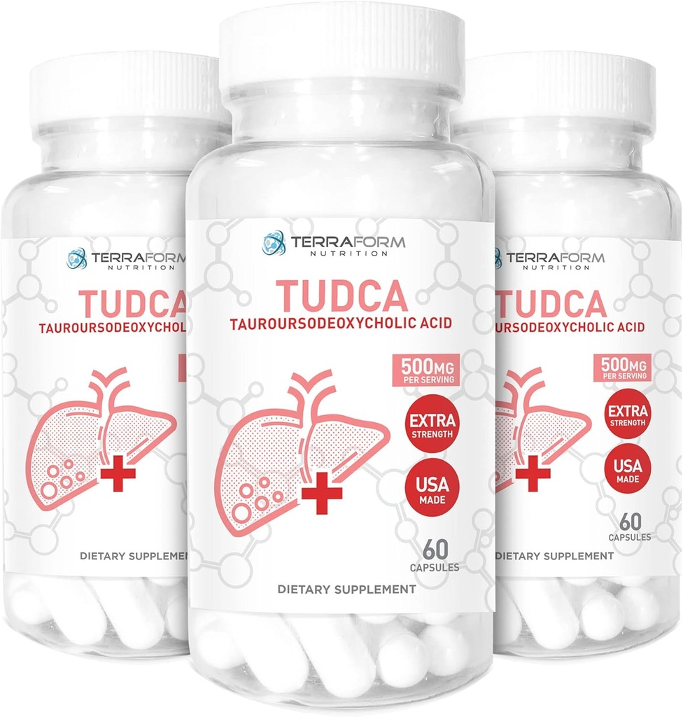 (3パック) テラフォームピュアTUDCA(タウルソデオキシコール酸) - サービングあたりの500mg - 純粋な肝臓サポートと健康 - 60カプセル