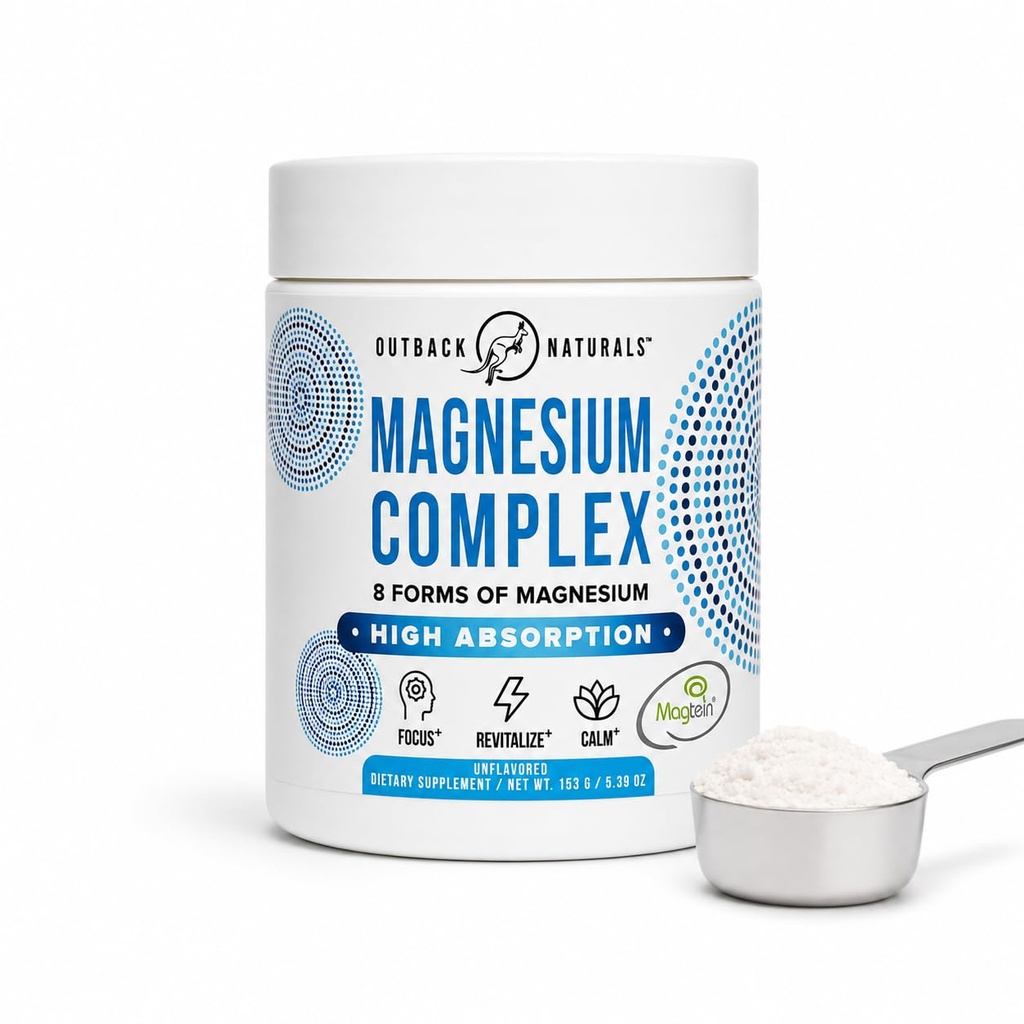 マグネシウムコンプレックスパウダー - 8種類のマグネシウム、L-Threonate(Magtein)、Glycinate、Malate、およびBrain Health、リラクゼーション、最大吸収 - 不燃、30サービング