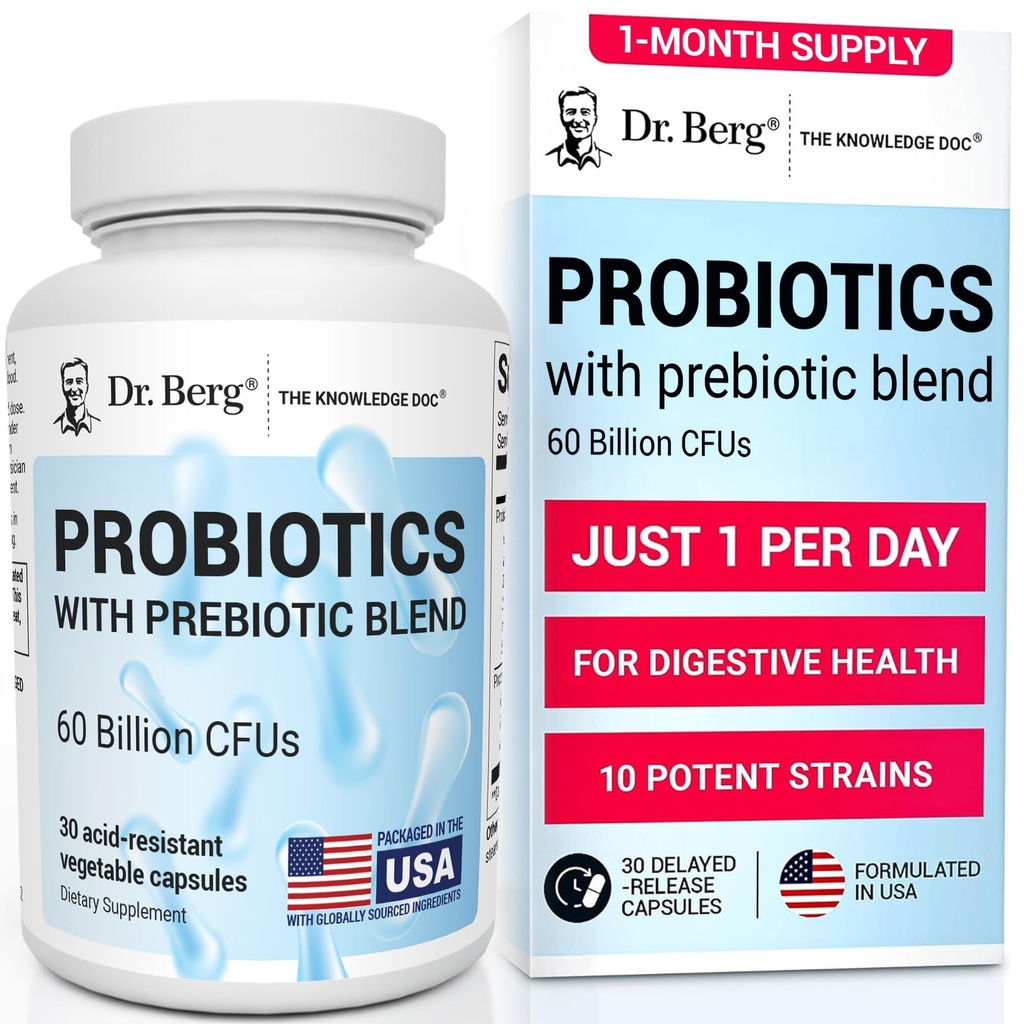 Dr. Berg Probiotic Supplement(60 Billion CFUs) - エイズの機会の便秘、Diarrhea、ガス&Bloating* - 消化器の健康のための事前およびプロバイオティクス - 30 Probioticカプセル