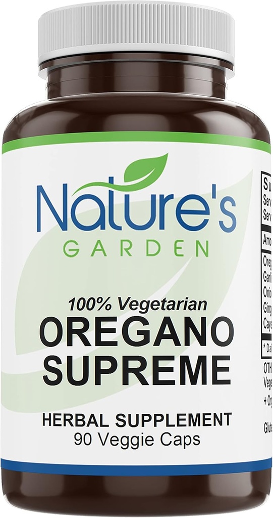 NATURE'S GARDEN ESSENTIALS オレガノ最高(w/Garlic、オニオン、ジンジャー&カイエン) - 90 ベジギーキャップ