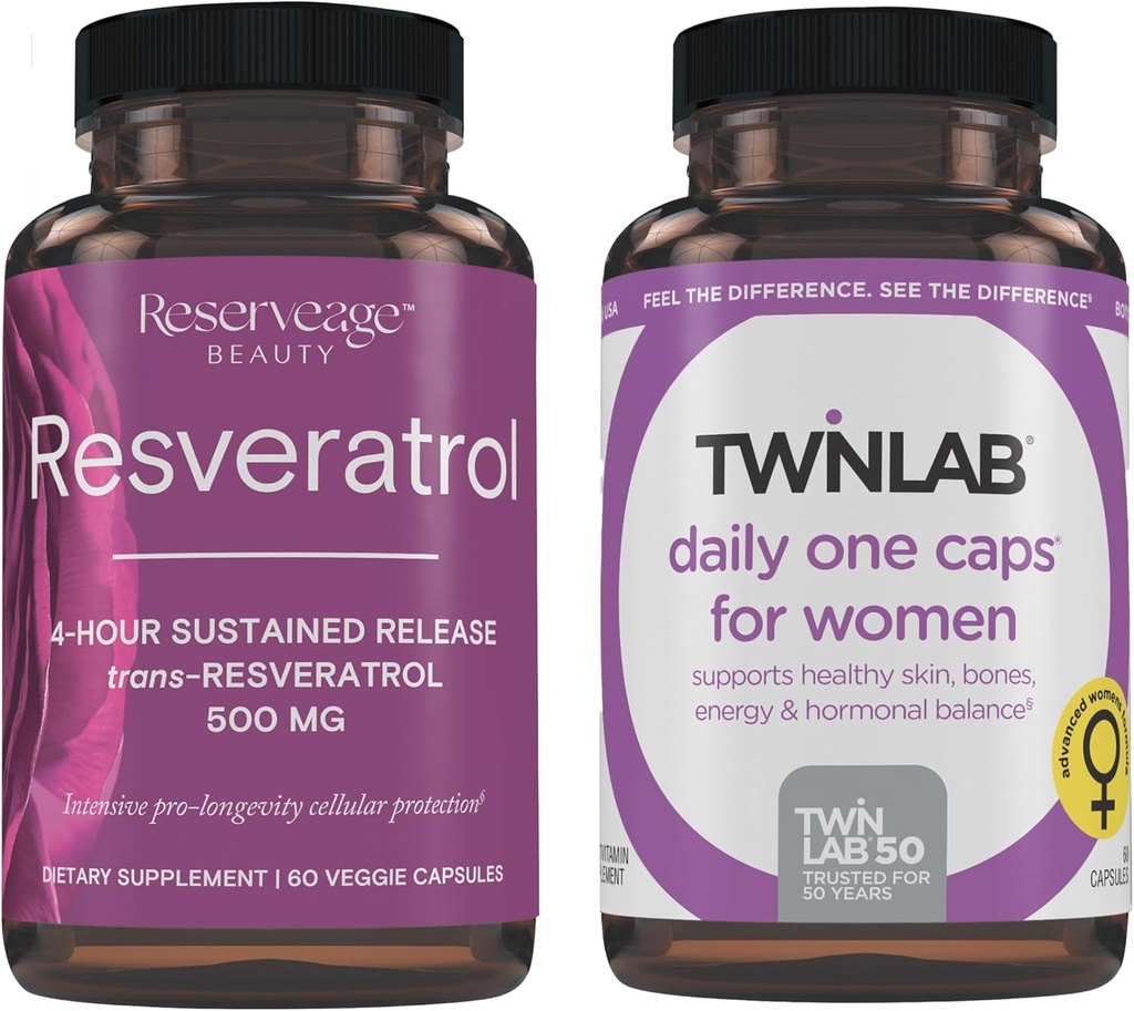 準備の美のResveratrol 500のmg - Sustained-ReleaseのトランスResveratrol - 脳のためのビーガン酸化防止サプリメント & 心臓の健康 60 カプセル & Twinlab TWL女性の毎日の1 60カラット