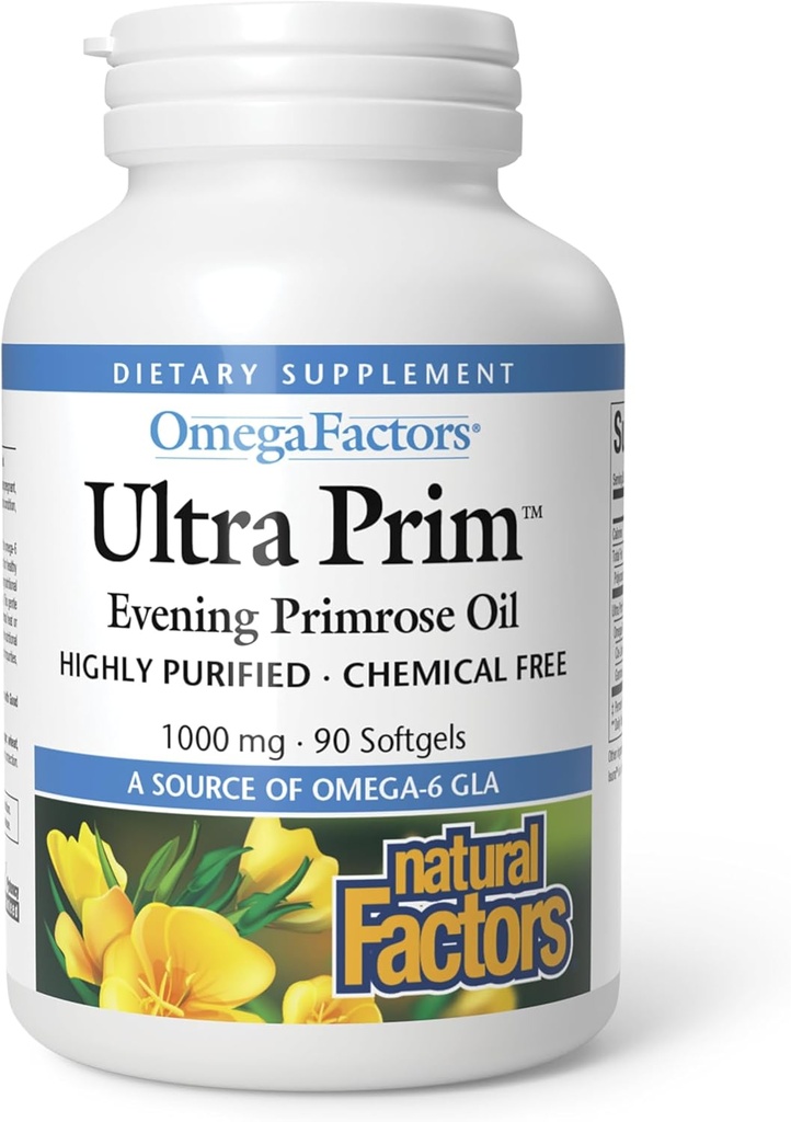 自然な要因超Primの夕方Primroseオイル1000mgのオメガ6 GLAの自然な源、90のSoftgels