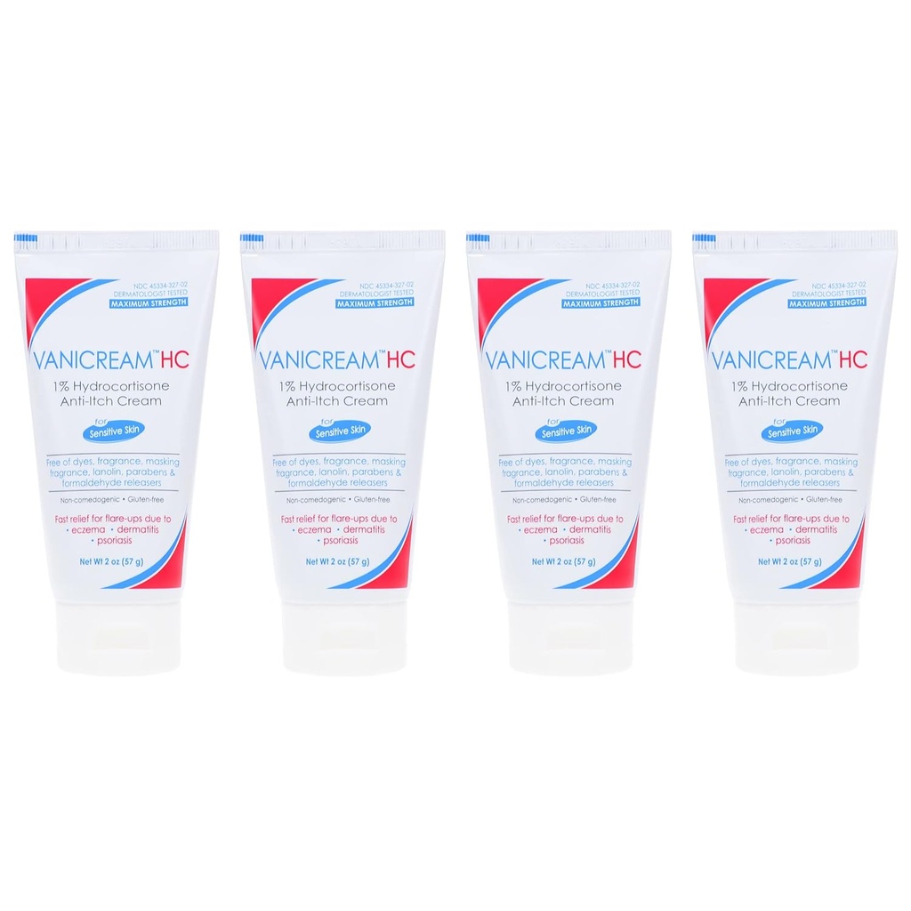 Vanicream HC 1% Hydrocortisone Anti-Itch Cream - 2 oz、4 のパック