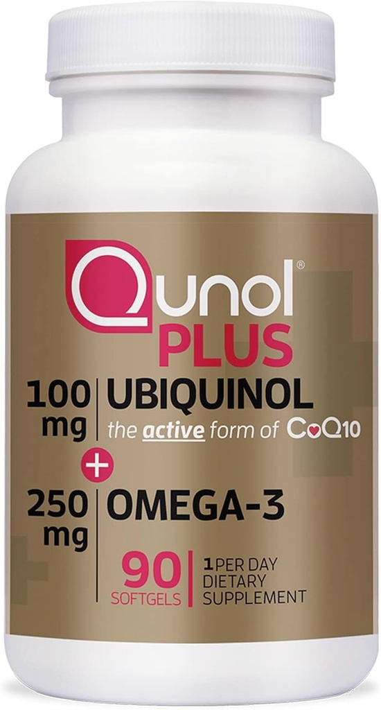QunolプラスUbiquinol CoQ10 100mgとOmega 3フィッシュオイル250mg、余分強さの酸化防止の補足、90の計算