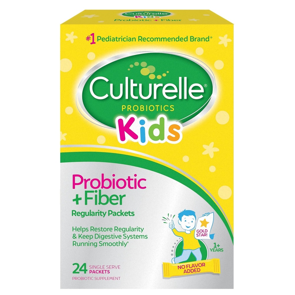 Culturelleキッズプロバイオティック+ファイバーパケット(年齢3 +) - 24カウント - 消化の健康と免疫サポート - 定期的な回復を助けます(パッケージングは異なる場合があります)