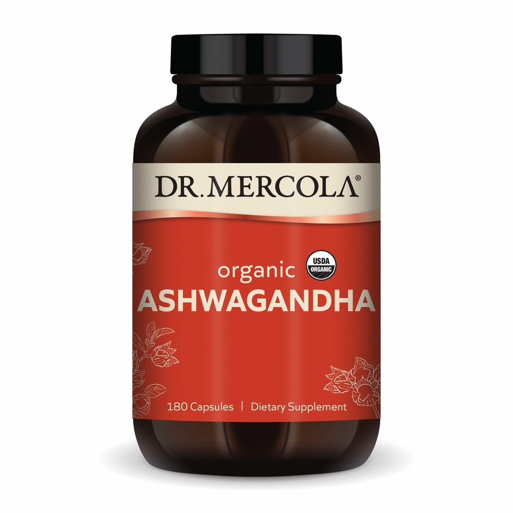 Mercola Organic Ashwagandha博士 - エネルギー生産と副腎の健康をサポート - 800 mg / サービング - 非GMO、グルテンフリー&大豆フリー - 認定USDAオーガニック - 180カプセル(90サービング)
