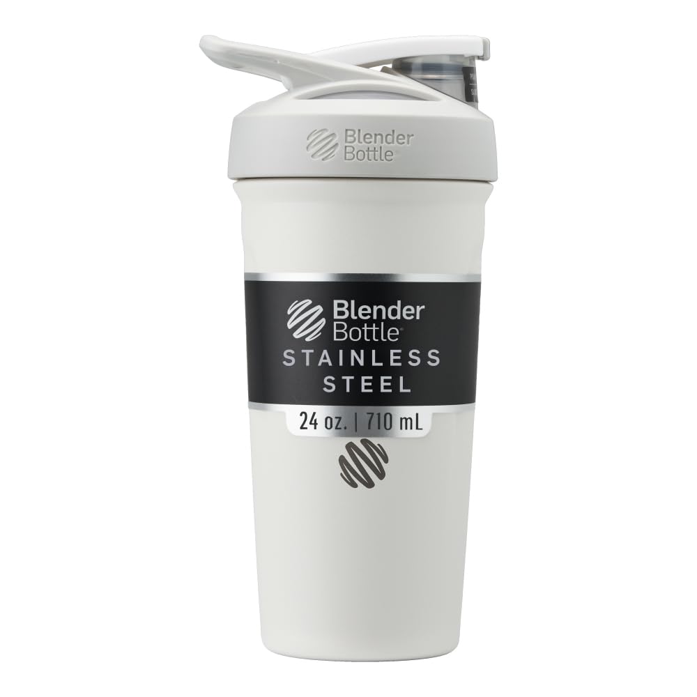BlenderBottle Stradaのシェーカーのコップはワイヤー ウィスク、24Ounce、白が付いているステンレス鋼の水差しを絶縁しました