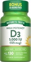 Nature's Truth Vitamin D3 5000 IU Softgels | 130 カウント | 高効力 | 非GMO&グルテンフリーサプリメント
