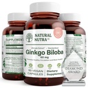 自然なNutra Ginkgo Biloba, 脳とブーストの記憶に循環を改善, 酸素の流れを高めます, 脳機能を強化, 神経の健康をサポート, ビーガンとグルテンフリー, (60) カプセル