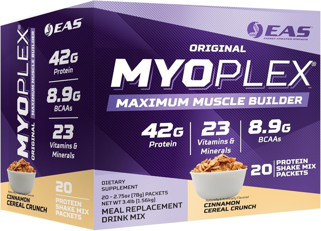 EAS 実験・応用科学 オリジナル 筋力コンベア、食事代用プロテインドリンクミックス | 品質プロテインブレンド | 42g プロテイン | 20個 パックセット(シナモン シリアル ランチ)