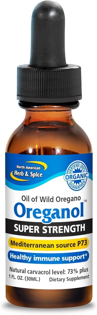 NORTH AMERICAN HERB & SPICE スーパー 強度 Oreganol - 1 fl. oz. - 加工されていない, ワイルド, 有機オレガノ オイル - 地中海 ソース P73 - Non-GMO - 432 サービング