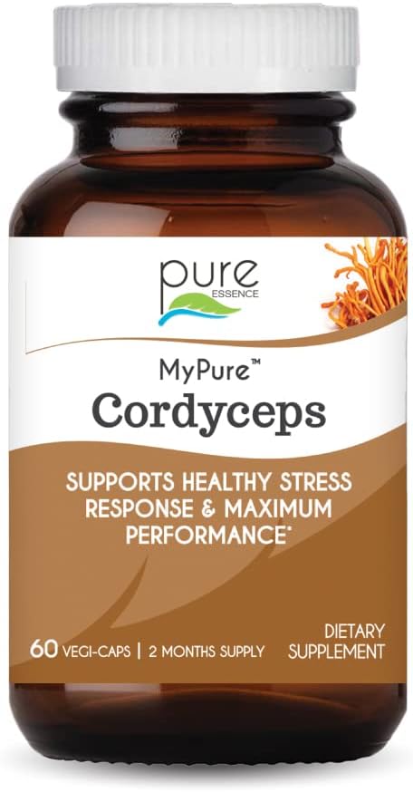PURE ESSENCE LABS MyPureコルディプス - 有機マッシュルームサプリメント - 100%本物のマッシュルームエキス - 免疫サポート、ストレス救済、大人の男性と女性のためのエネルギーの構築(60カプセル)