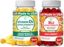 LunakaiのビタミンD3およびビタミンB12のグミーの束-免除、骨および気分サポートVIT D3 2000IUの補足- 3000mcgのMethylcobalaminの高い吸収のエネルギー ガミー- 30日の供給