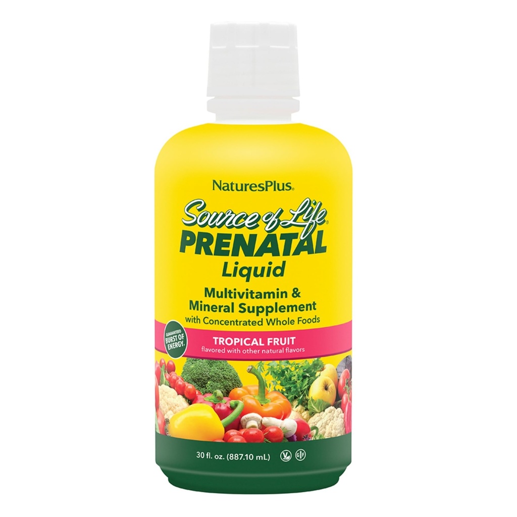 Natures Plus Life Prenatal Liquid、トロピカルフルーツ - 30 fl oz - Multivitamin & Mineral Supplement - 妊娠中の栄養サポート - グルテンフリー、ベジタリアン - 30 人前