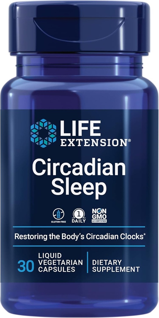 ライフエクステンションCircadianスリープ、ノビレチンシトラスエキス、睡眠サポート、睡眠健康、あなたの体の睡眠を回復、1.5 mgメラトニン、グルテンフリー、非GMO、ベジタリアン、30液体カプセル