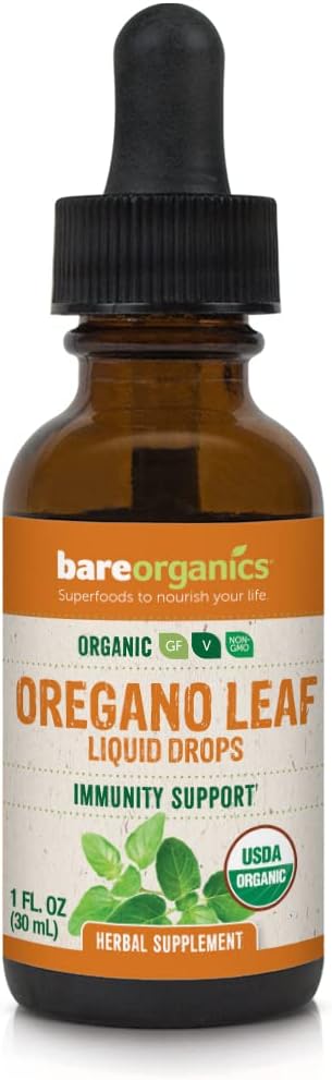 BareOrganicsのオレガノの葉の液体の低下、草の補足、免除サポート低下、1つのOunce